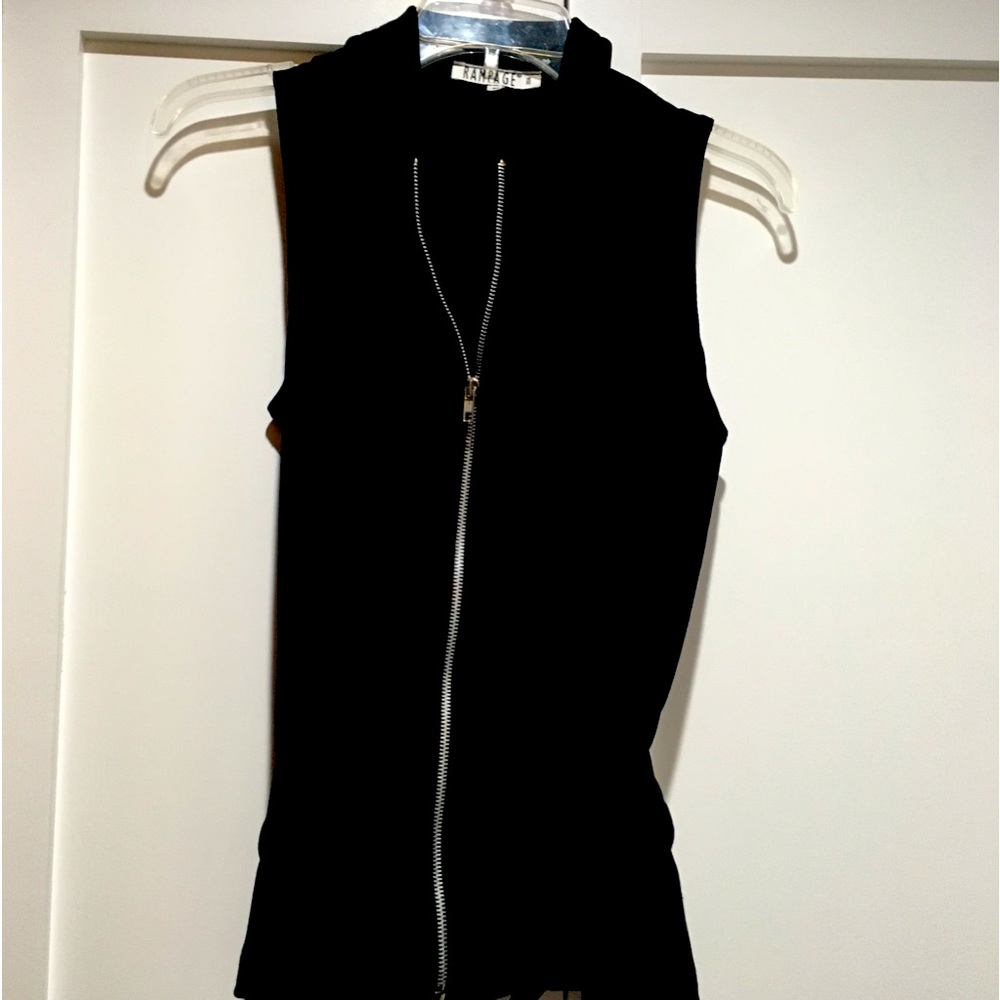 Rampage Vintage Black Zippered Vest With Belt Y2K